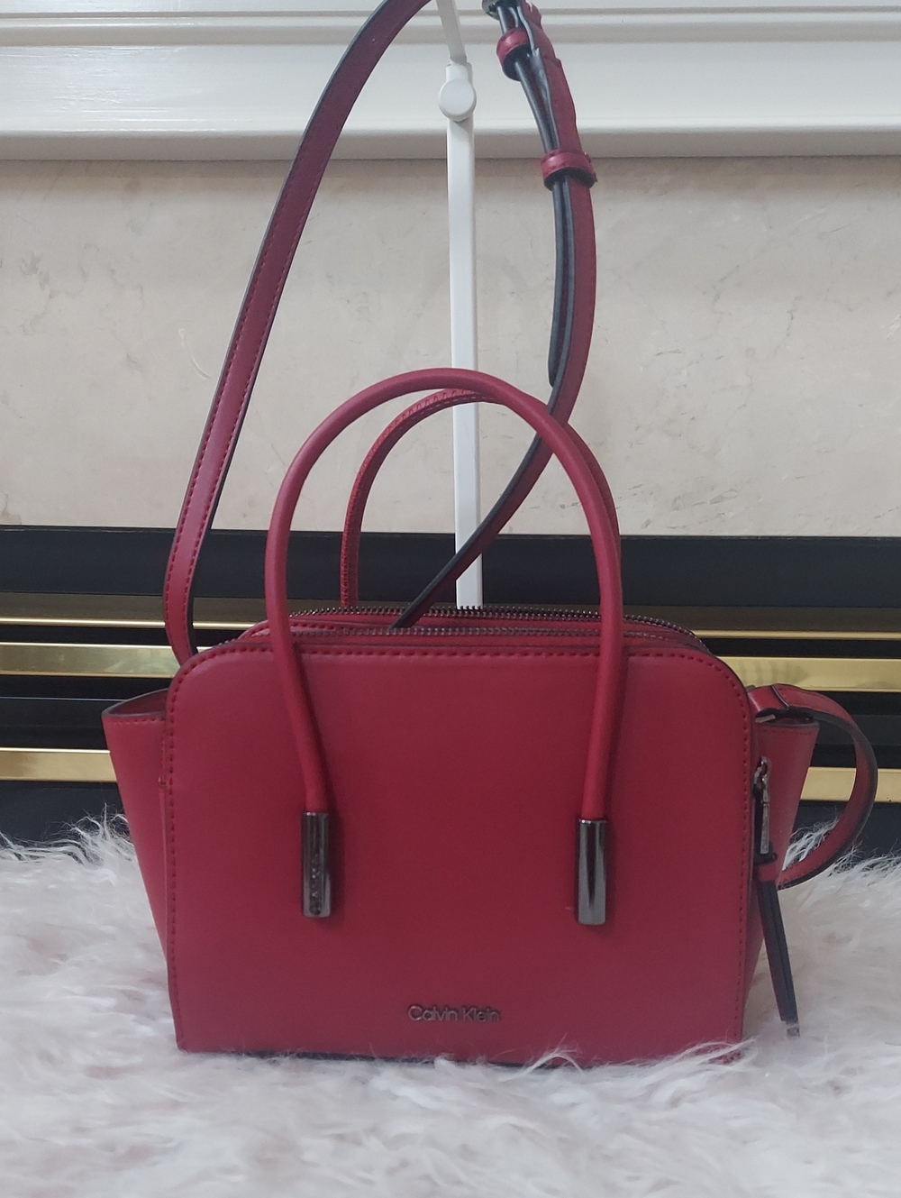 Calvin Klein Red Mini Crossbody Satchel
